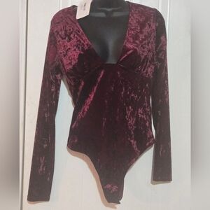 Nwt ! Nanamacs Velvet Velour Wine Bodysuit Sz M